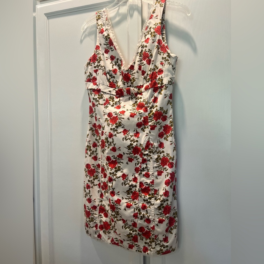 Forever 21 Red Rose Mini Dress V Neckline. Size M